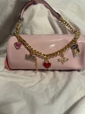 NWT Juicy Couture Light Pink Patent Charm Chain Cylinder Mini Bag